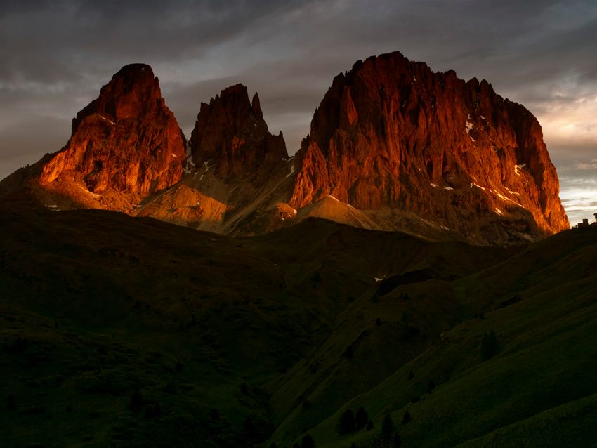 Italské Dolomity - masiv Sassollungo na Passo Sella